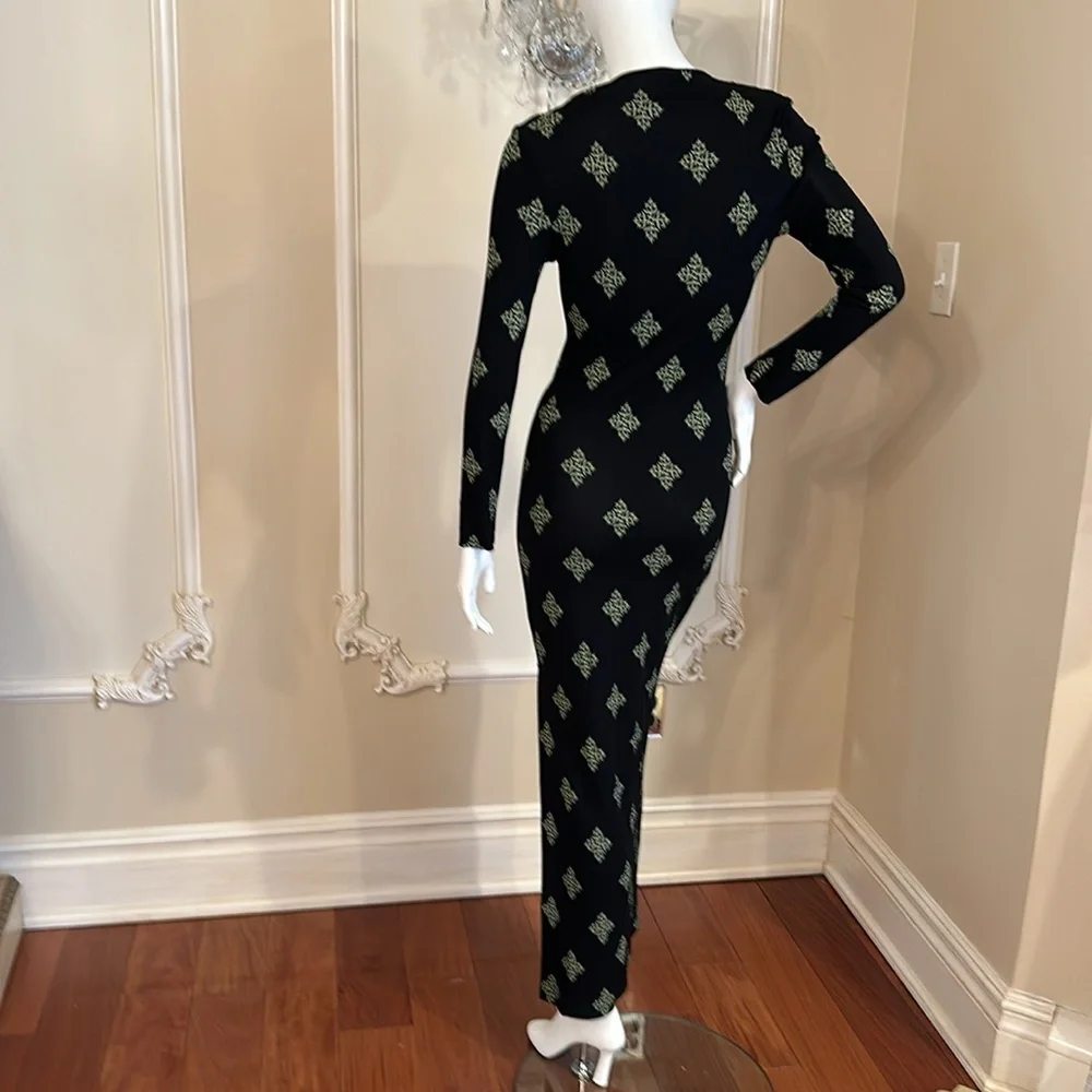 GIANNI VERSACE VERSUS Vintage Floor Long Viscose Black Dress size 28 42 - Picture 5 of 13